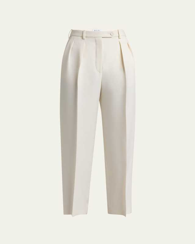 Bart Pleated Taper Leg Wool Trousers